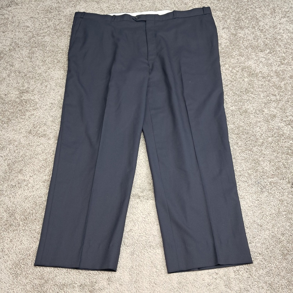 Cricketeer Mens Navy Blue 100% Wool Dress Pants Trousers Waist 46 Made in Canada